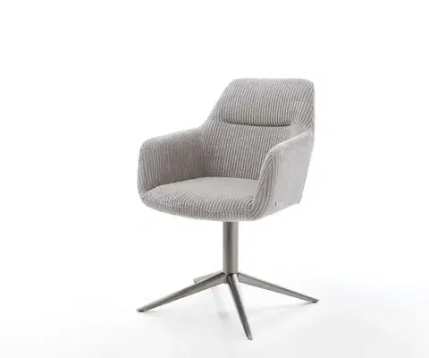 Jedálenské stoličky DELIFE Jedálenská stolička Pejo-Flex manšester strieborno-šedá podstava grafitová 360° otočná hojdacia funkcia vrecková pružina