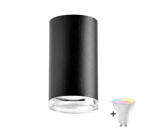 Svietidlá  LED RGBW stmievateľné kúpeľňové bodové svietidlo TURYN 1xGU10/4,8W/230V IP44 čierne SA1885+AI2382
