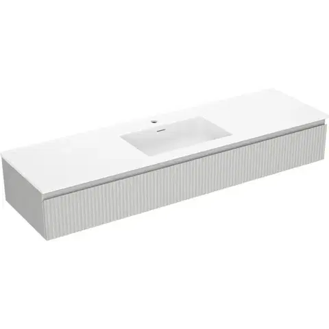 Kúpeľňový nábytok MEXEN/S - Rivel kúpeľňová skrinka 160 cm s umývadlom Otis, 1 šuplík, reliéf, šedá mat/biela mat 91A20-16023-1-BF62-W18M01