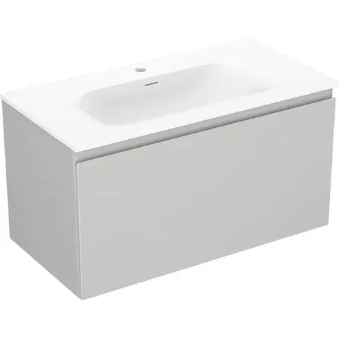 Kúpeľňový nábytok MEXEN/S - Orio kúpeľňová skrinka 90 cm s umývadlom Vela, 1 šuplík, sivá mat/biela mat 91A10-09047-1-BF62-W23M01