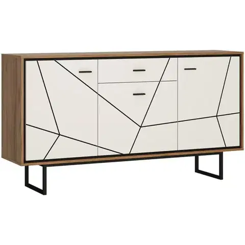 Komody do spálne Komoda Brolo BROK04 3D1S dub catania/čierna perla/mdf biela HG