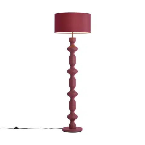 Stojace lampy Retro stojaca lampa slivková s látkovým tienidlom 160 cm - Captain