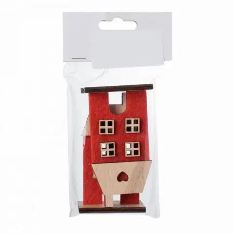 Ostatné vianočné dekorácie Kinekus Dekorácia domček 5,5x3,5x10cm sada 2ks flis červený