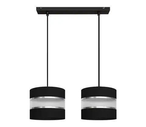 Svietidlá  Luster na lanku HELEN 2xE27/15W/230V čierna W-L 0801/2 BK+SL+MAT