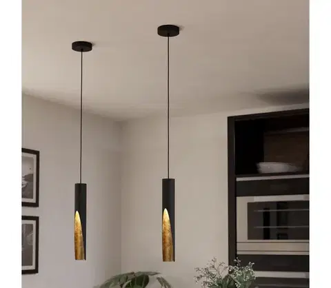 Svietidlá Eglo 900872 - LED Luster na lanku BARBOTTO 1xGU10/4,5W/230V čierna/zlatá 900872