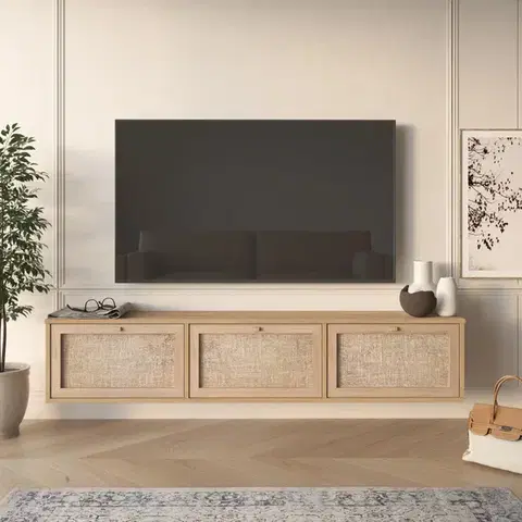 TV stolíky BIBO závesný TV stolík, sepet/juta