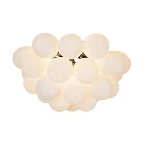 Stropné osvetlenie Stropné svietidlo v štýle Art Deco čierne s opálovým sklom 6-svetlo - Uvas