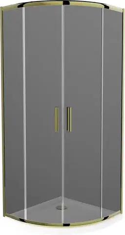 Vane MEXEN/S - Rio sprchovací kút štvrťkruh 90x90, grafit, zlatá + biela vanička so sifónom 863-090-090-50-40-4110G