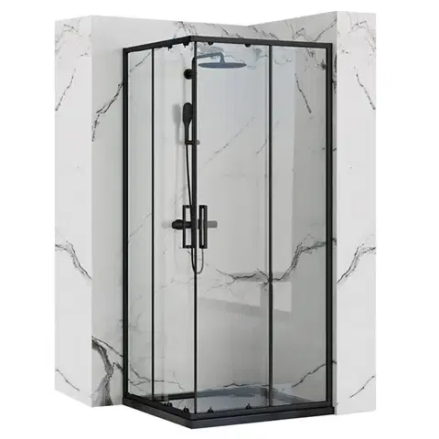 Sprchovacie kúty REA/S - Sprchovací kút PUNTO 80x80 - čierny So sprchovou vaničkou Savoy black KPL-K1013