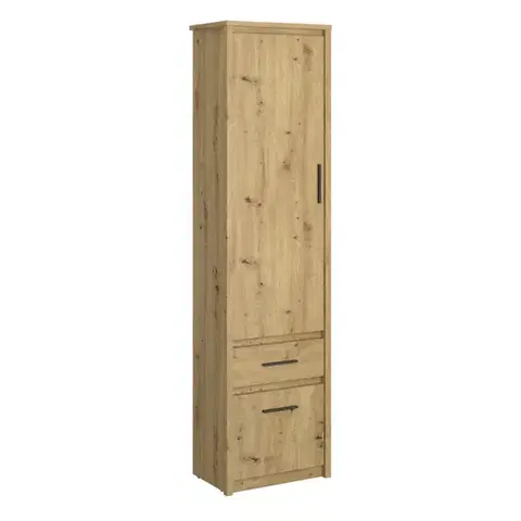 Regály a poličky KONDELA Airon 2D1S dvojdverový regál so zásuvkou dub artisan