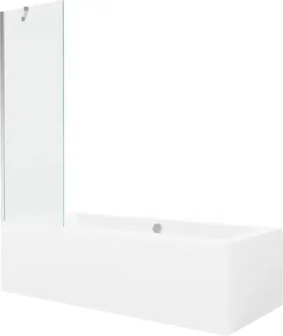 Sprchové dvere MEXEN/S - Cube obdĺžniková vaňa 180 x 80 cm s panelom + vaňová zástena 60, transparent, chróm 550518080X9506000001