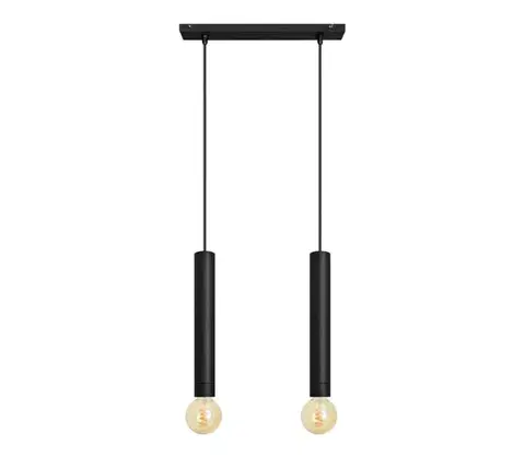 Svietidlá  Luster na lanku TUBA 2xE27/15W/230V čierna W-L 1117/2 BK