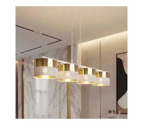 Svietidlá EMIBIG Luster na lanku LUX 4xE27/15W/230V biela/zlatá 1650/4