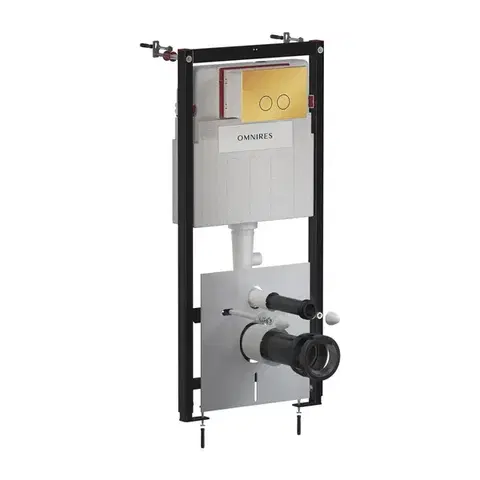 Záchody OMNIRES - Set: STRONGFRAME podomietkový rám ECO + STEEL-R45 nerez tlačidlo, zlato lesk STFWCECO1R45-RGL