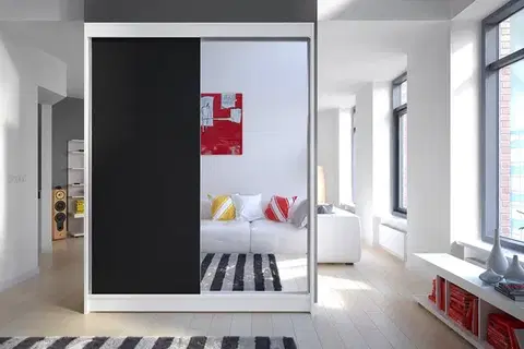 Šatníkové skrine Šatníková skriňa KAMEL 1 biela/ čierna