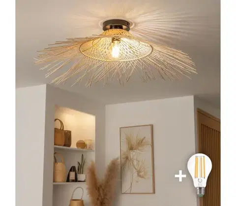 Svietidlá BRILAGI - LED prisadený luster CERIA BOHO 1xE27/40W/230V priemer 100 cm bambus BG3988+EG781125