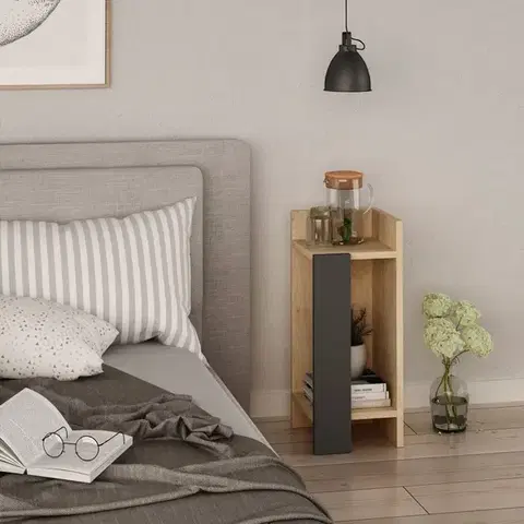 Nočné stolíky Nočný stolík Elos Right - Oak, Anthracite