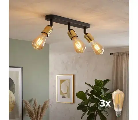 Svietidlá  LED Bodové svietidlo TOP 3xE27/15W/230V čierna/zlatá 5680