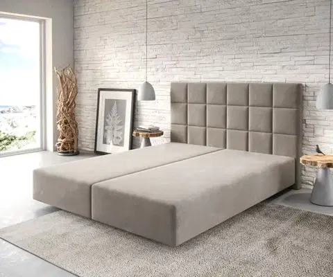 Rámy postelí DELIFE Boxspring posteľ Dream-Fine 160x200 cm mikrovlákno béžová
