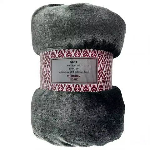 Ozdobné prikrývky Deka Nest Super Soft antracit 200x220 Merkury Home