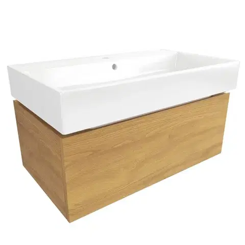 Kúpeľňový nábytok Kúpeľňová skrinka s umývadlom SAT Feel 80x30x46 cm medový dub mat SATFEEL80DMU2 SATFEEL80DMU2