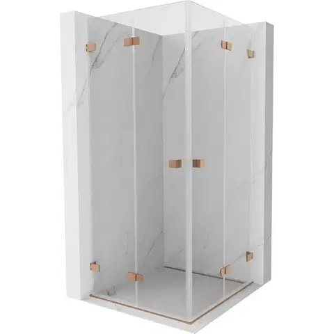 Sprchovacie kúty MEXEN/S - Lunar-F Duo sprchovací kút skladacie dvere 95 x 95, transparent, meď kartáčovaná 836-095L-095P-65-00
