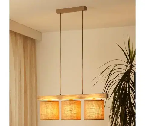 Svietidlá BRILAGI - Luster na lanku FOREST 3xE27/15W/230V borovica/hnedá 5903240292240