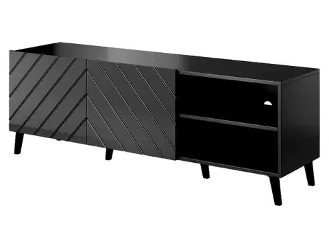 TV stolíky CAMA MEBLE Abeto 150 tv stolík čierna / čierny lesk