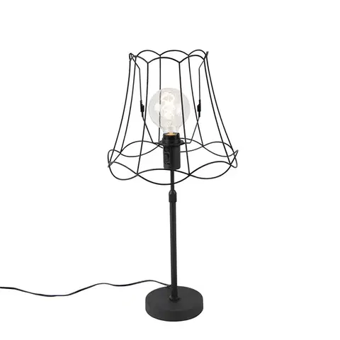 Stolné lampy Stolná lampa čierna s rámovým tienidlom 30 cm nastaviteľná - Parte