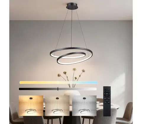 Svietidlá BRILAGI-LED Stmievateľný závesný luster na lanku TWISTER LED/48W/230V pr. 50 cm čierna +DO BRI476
