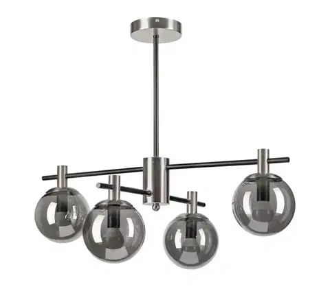 Svietidlá  Luster na tyči LILOU 4xE14/5W/230V matný chróm/dymová LM-4.219/SATYNA-NIKIEL/E14
