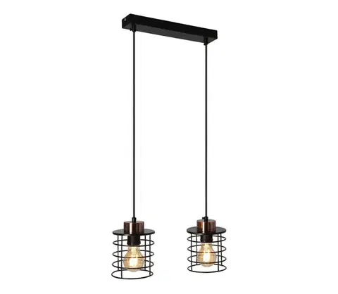 Svietidlá  Luster na lanku GLOB 2xE27/40W/230V čierna 32-00361