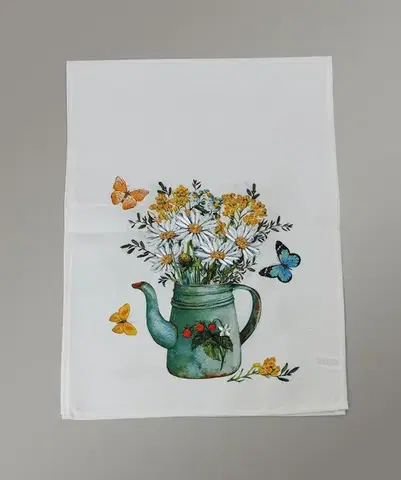 Obrusy Vyšívaný obrus krhla s margarétkami 40x110 cm TiaHome