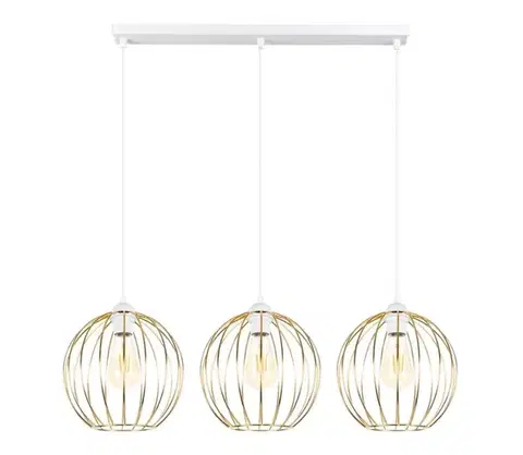Svietidlá  Luster na lanku MATT 3xE27/60W/230V biela/zlatá 0855