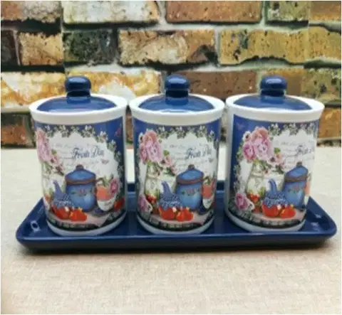 Dózy na potraviny MAKRO - Sada dóza veľká 3ks na tácke FRESH TEA