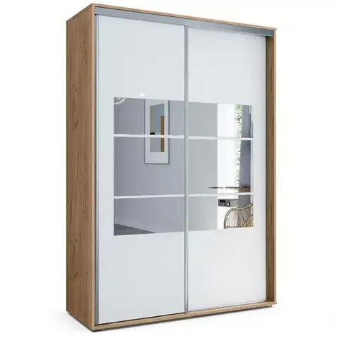 Šatníkové skrine Skriňa Emilia A2 150 Craft Zlatá /Biely