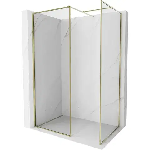 Sprchové dvere MEXEN/S - Kyoto-F Sprchová zástena WALK-IN s rámom 125 x 100, transparent 8 mm, zlato 800-125-202-04-50-100