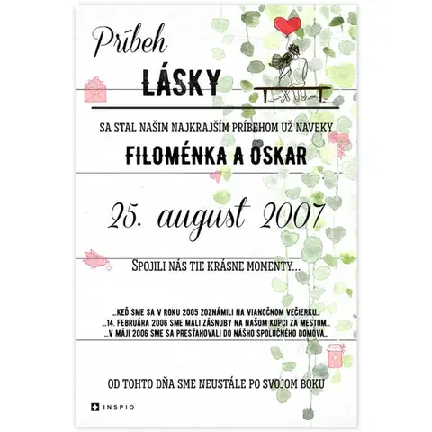 Obrazy s textom Darček na svadbu - Najkrajší príbeh novomanželov na tabuľke