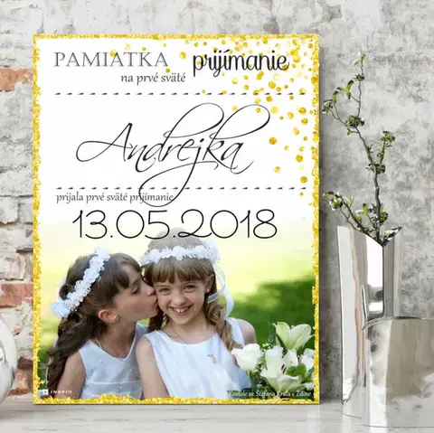 Tabuľky s venovaním (darčeky) Darček pre deti - Pamiatka na prvé sväté prijímanie s fotkou - tabuľka na stenu