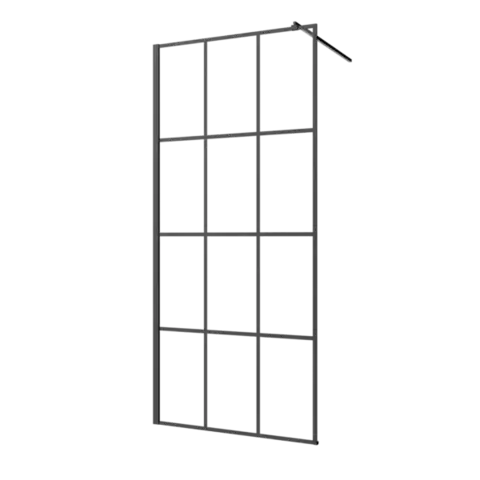 Sprchovacie kúty INVENA - Walk-in II 90x200cm, geometrická 8mm shiny-glass, čierna AK-32-197-S