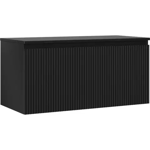 Kúpeľňový nábytok MEXEN/S - Rivel kúpeľňová skrinka pod umývadlo 100 cm s doskou, 1 šuplík, reliéf, čierna mat 91A20-10047-1-BFC71