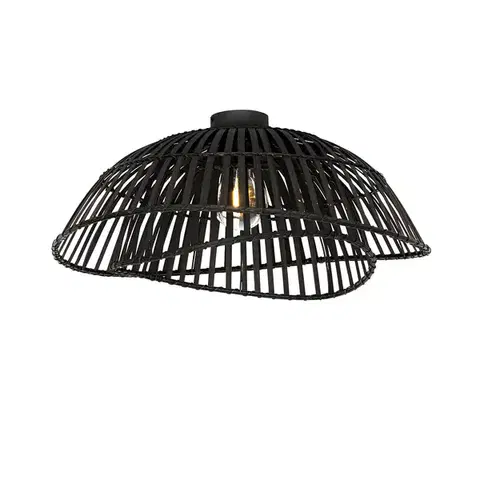 Stropné osvetlenie Orientálne stropné svietidlo čierne bambusové 62 cm - Pua
