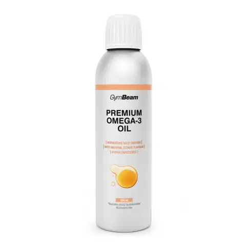 Rybí olej GymBeam Premium Omega-3 tekutý rybí olej s citrusovou príchuťou citrusové ovocie