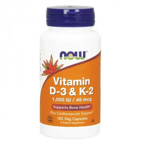 Vitamín D Now Foods Vitamin D3 & K2 120 kaps