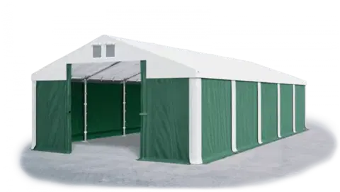Záhrada Skladový stan 5x10x2,5m strecha PVC 560g/m2 boky PVC 500g/m2 konštrukcie ZIMA PLUS Bílá Zelená Bílá