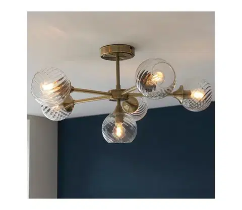 Svietidlá Endon 103171 - Luster na tyči ALLEGRA 6xE14/7W/230V mosadz/číra 103171