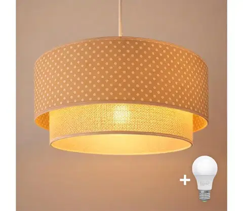 Svietidlá BRILAGI-LED Závesný luster na lanku BOHO BOBO 1xE27/60W/230V, priemer 40 cm, s bodkami, béžová/krémová 8590828051145