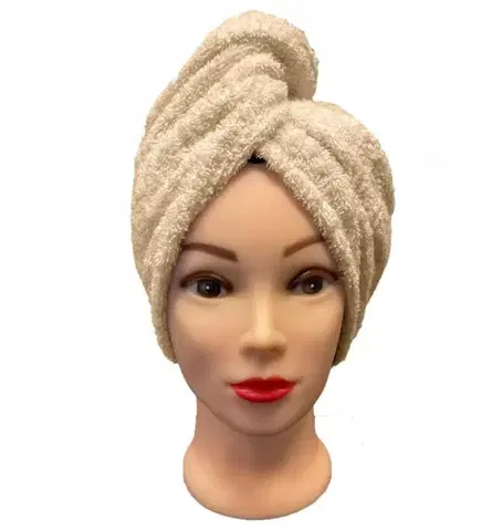 Uteráky Rýchloschnúci froté Turban na vlasy béžový TiaHome