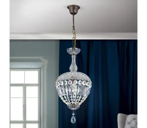 Svietidlá Orion HL 6-1498/1 - Krištáľový luster na reťazi ARILA 1xE27/60W/230V hnedá/patina HL 6-1498/1 Antik/Kristall