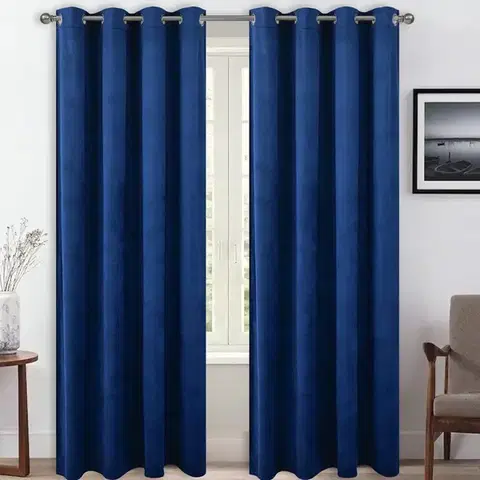 Závesy do spálne Záves na priechodkách AMELIA YC13018/230G/M2/7/140X250 tmavomodrý